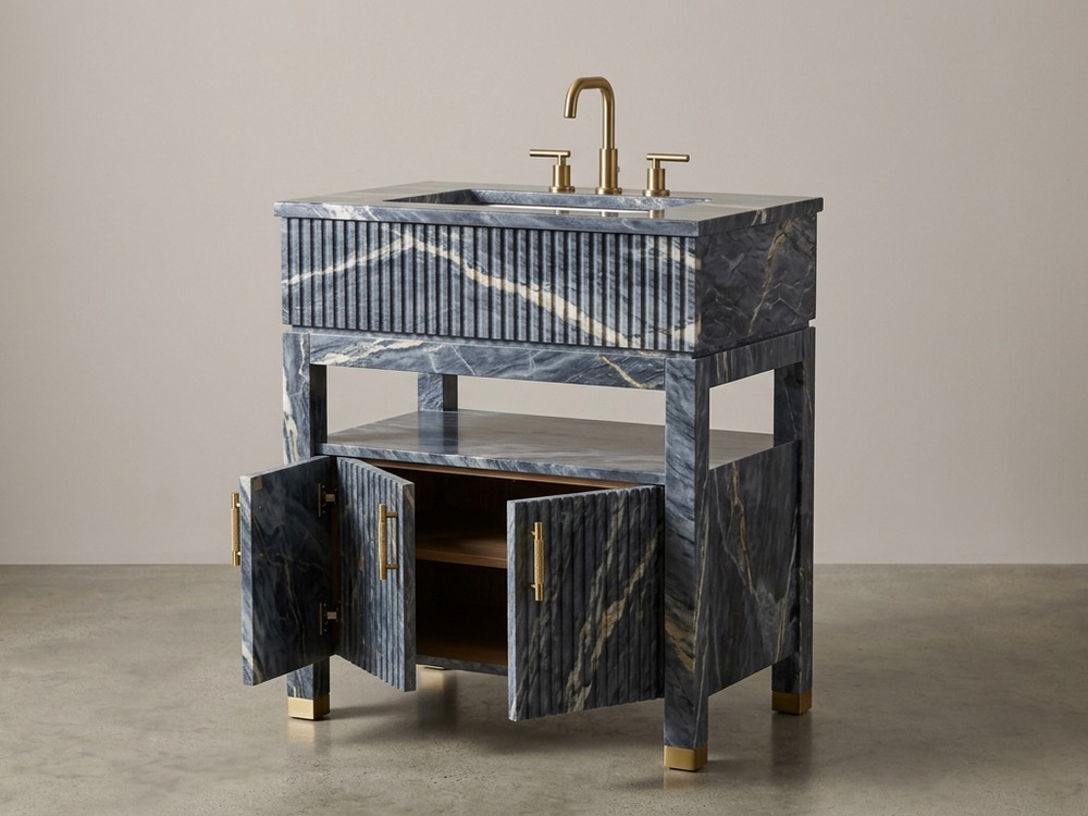 Blue River marble pedestal basin